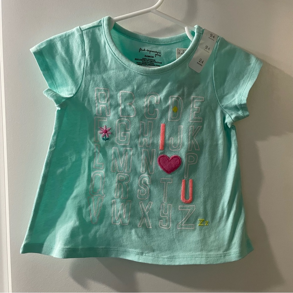 First Impressions Aqua Alphabet T-Shirt